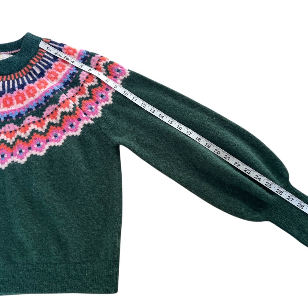 BODEN Fair Isle Hunter Green Pink Orange Alpaca Blend Sweater - Picture 9 of 12
